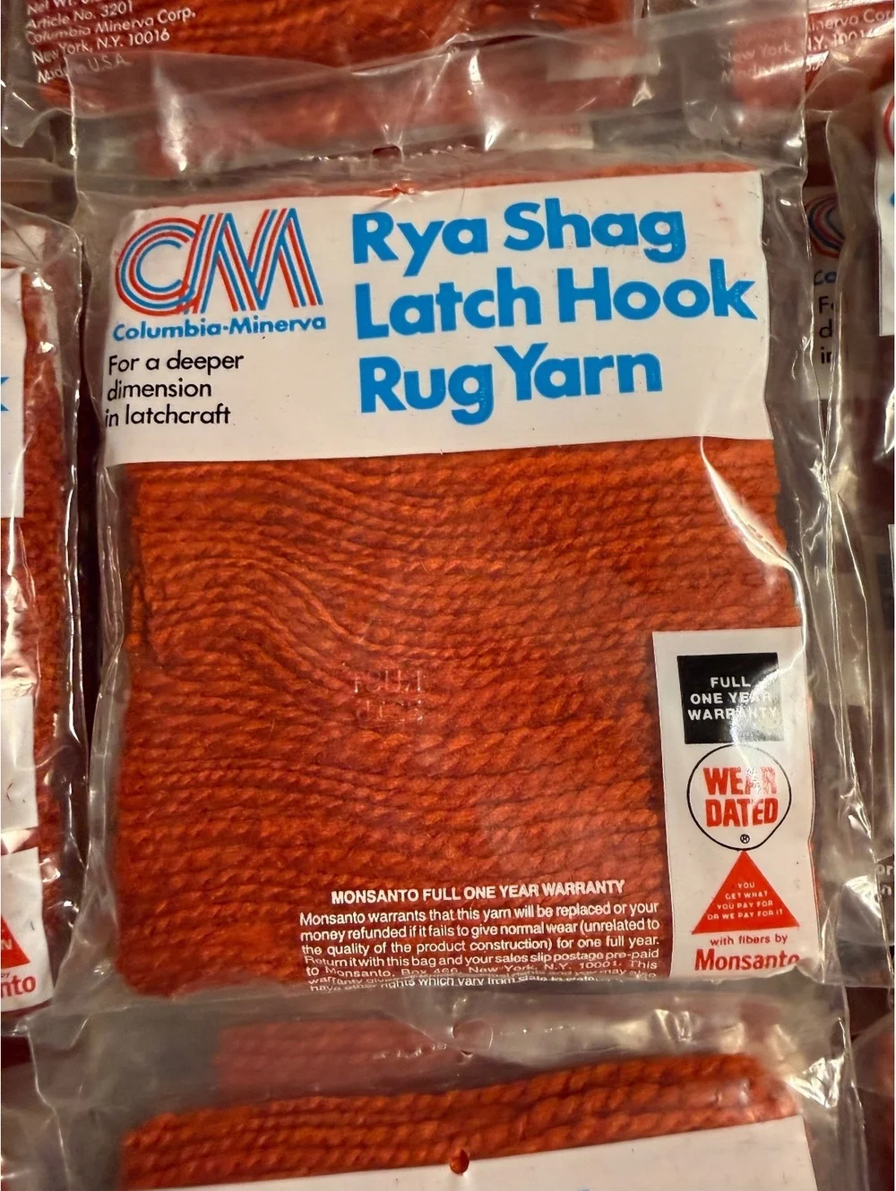 Lot of 44 Packs of Vintage Rya Shag Latch Hook Rug Yarn Rust 3215